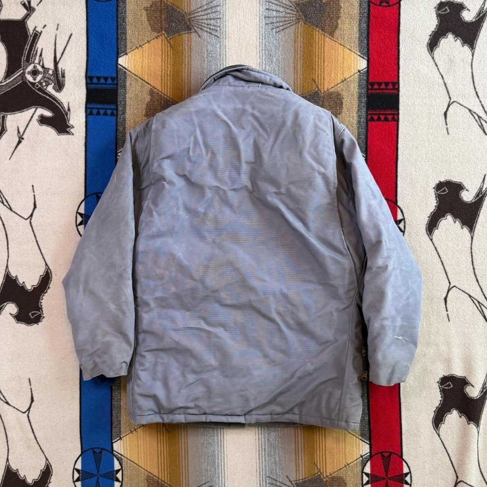 Carhartt Arctic Quilt Lined Duck Traditional Coat Blue Gray Vintage Made in USA - Picture 2 of 16